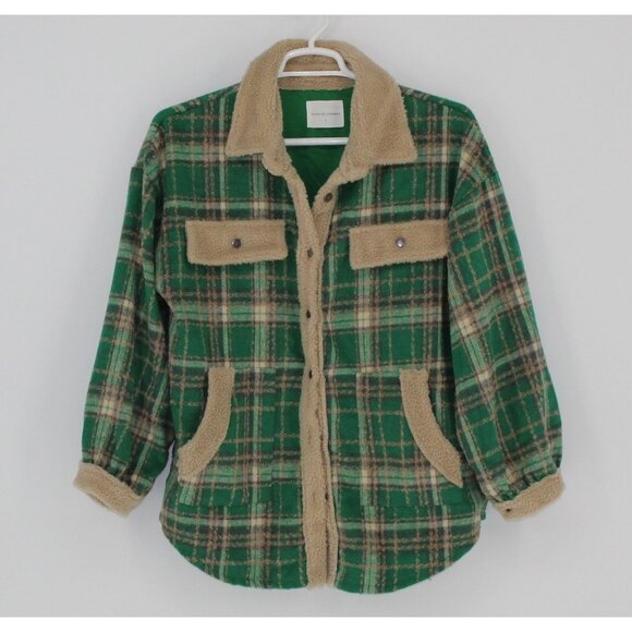 Green Plaid Sherpa-Lined Jacket By Panache Apparel -Women Size Large 100% Polye - Picture 1 of 4